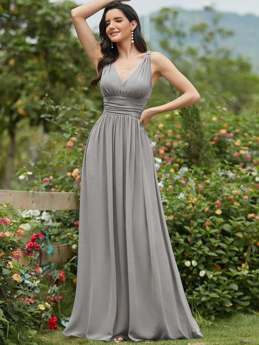 Robe de demoiselle d'honneur en mousseline sans manches