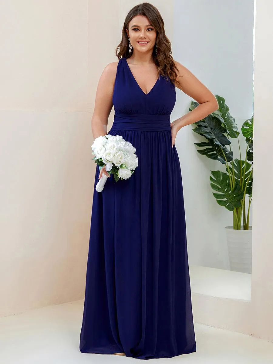Robe de demoiselle d'honneur en mousseline sans manches