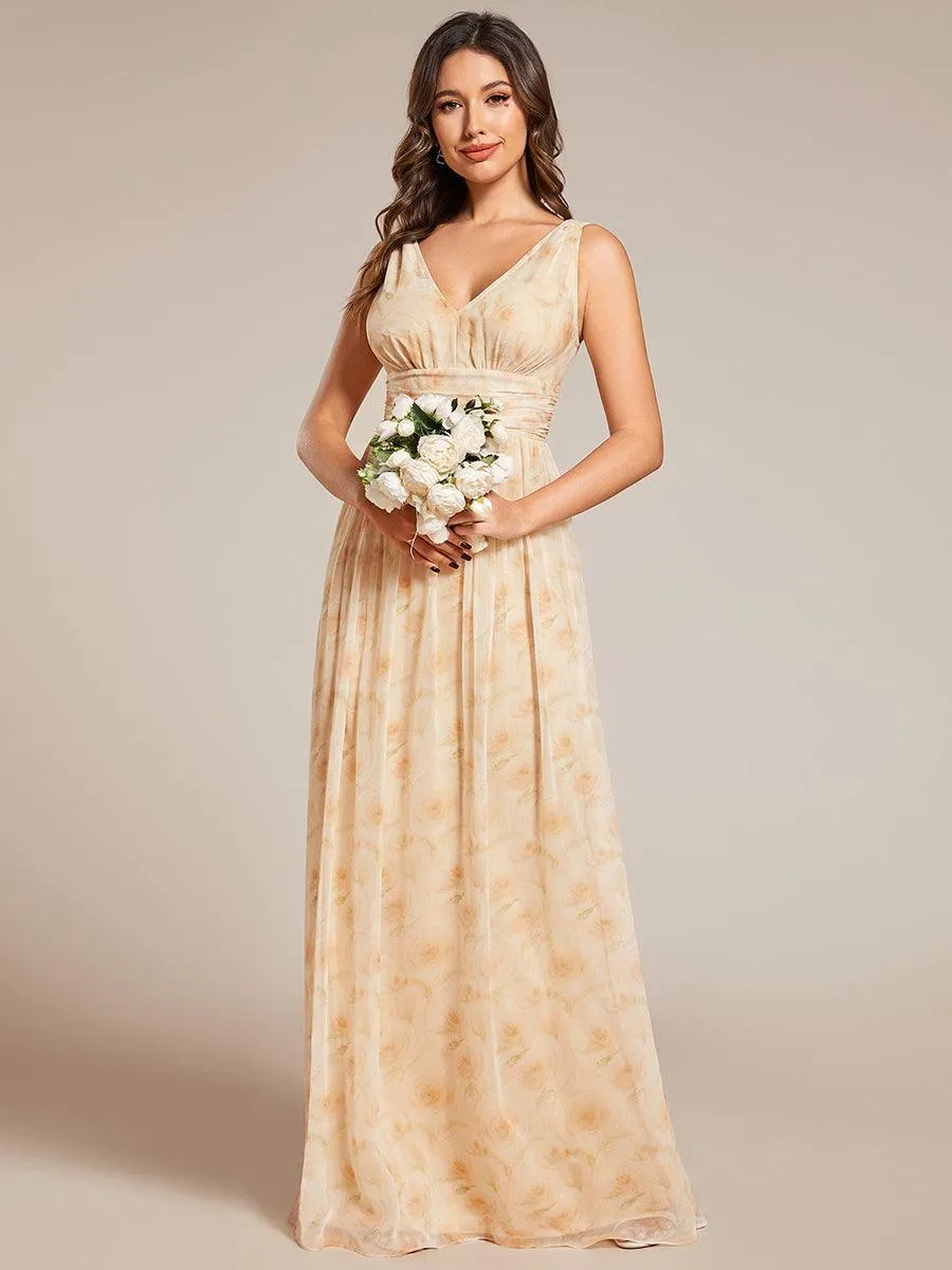 Robe de demoiselle d'honneur en mousseline sans manches