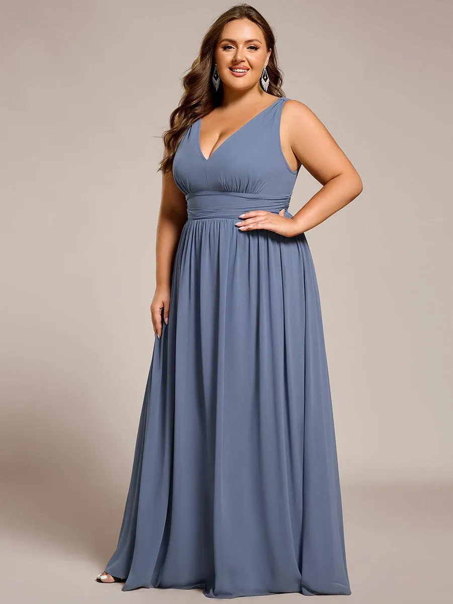 Robe de demoiselle d'honneur en mousseline sans manches