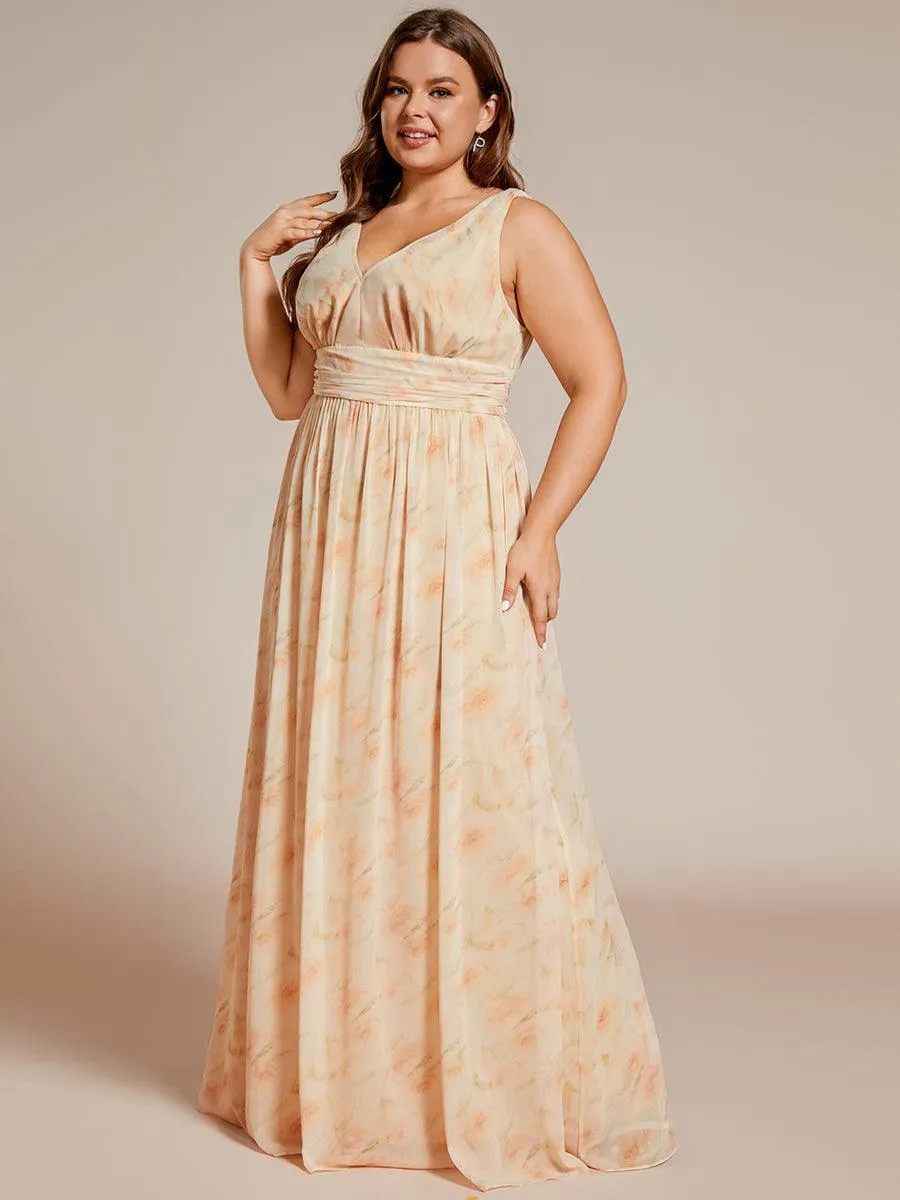 Robe de demoiselle d'honneur en mousseline sans manches