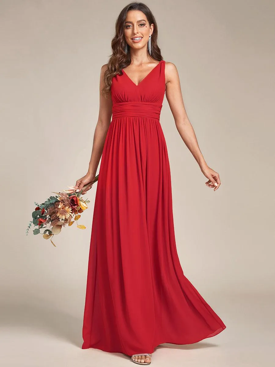 Robe de demoiselle d'honneur en mousseline sans manches