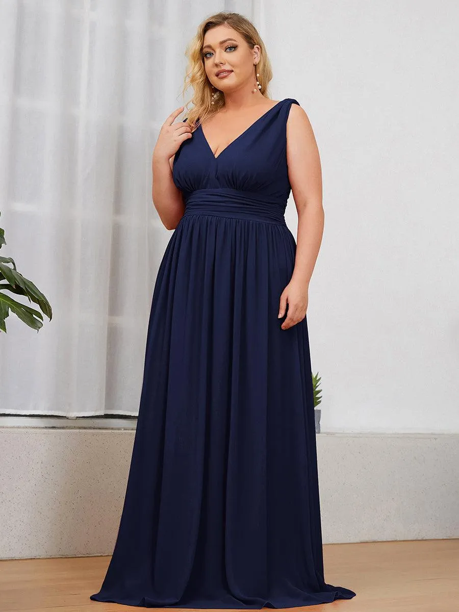 Robe de demoiselle d'honneur en mousseline sans manches