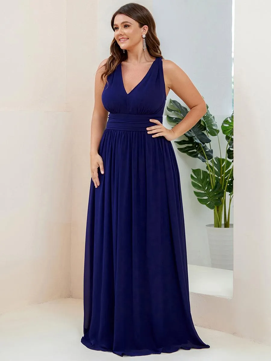 Robe de demoiselle d'honneur en mousseline sans manches