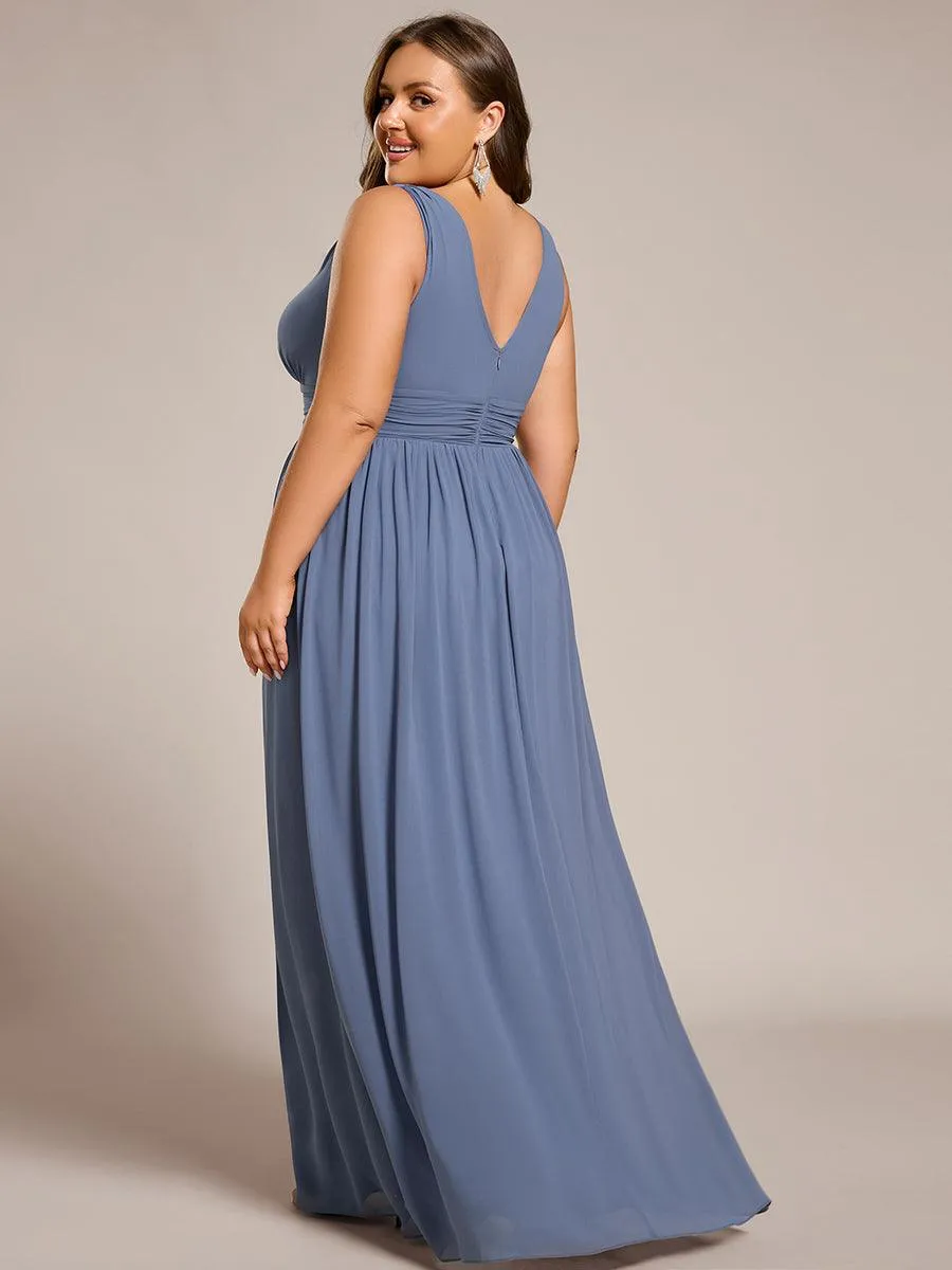 Robe de demoiselle d'honneur en mousseline sans manches