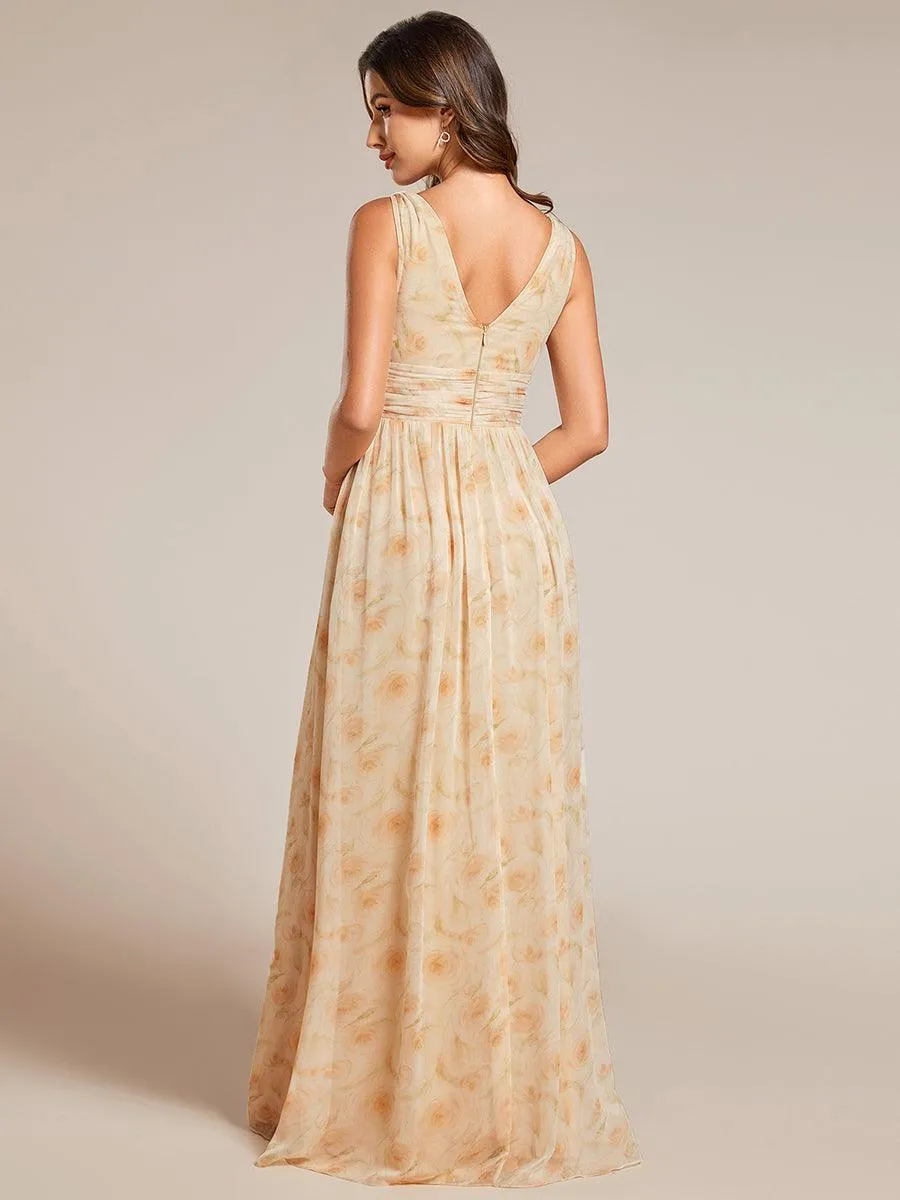 Robe de demoiselle d'honneur en mousseline sans manches