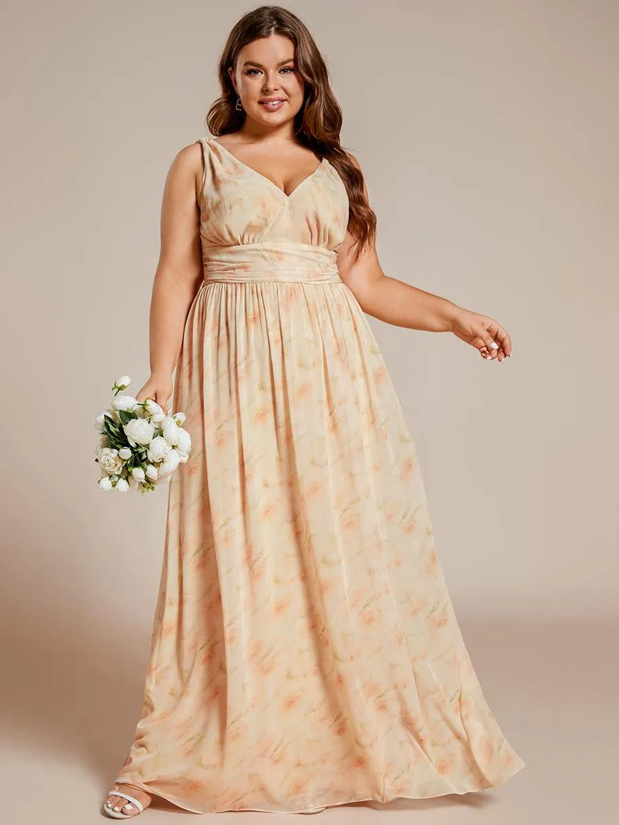 Robe de demoiselle d'honneur en mousseline sans manches