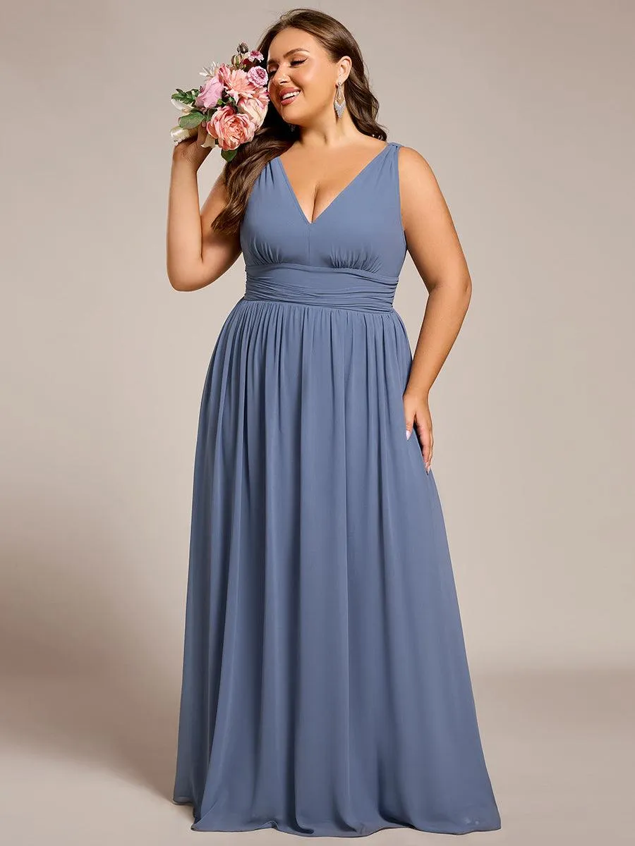 Robe de demoiselle d'honneur en mousseline sans manches
