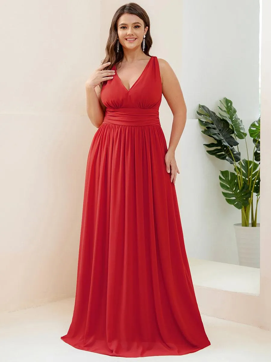 Robe de demoiselle d'honneur en mousseline sans manches