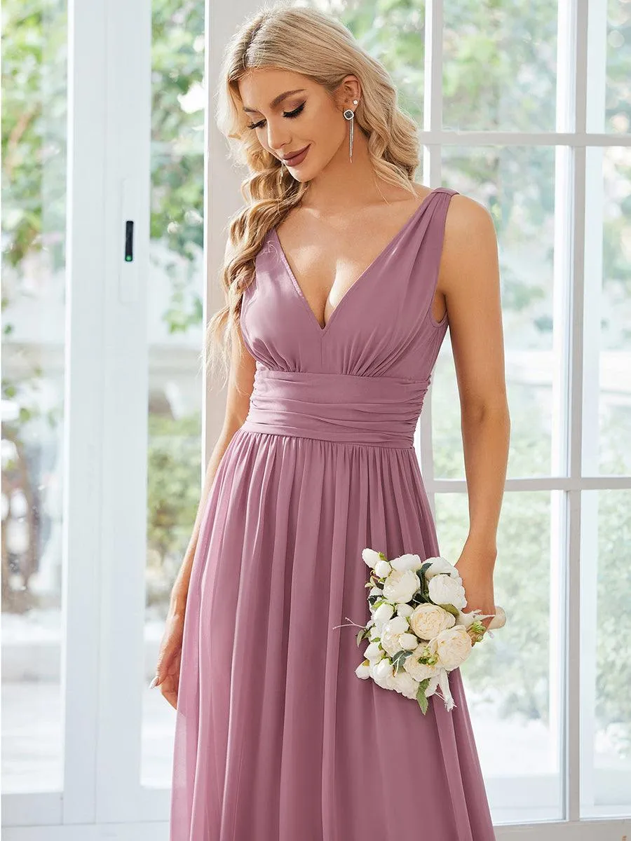 Robe de demoiselle d'honneur en mousseline sans manches