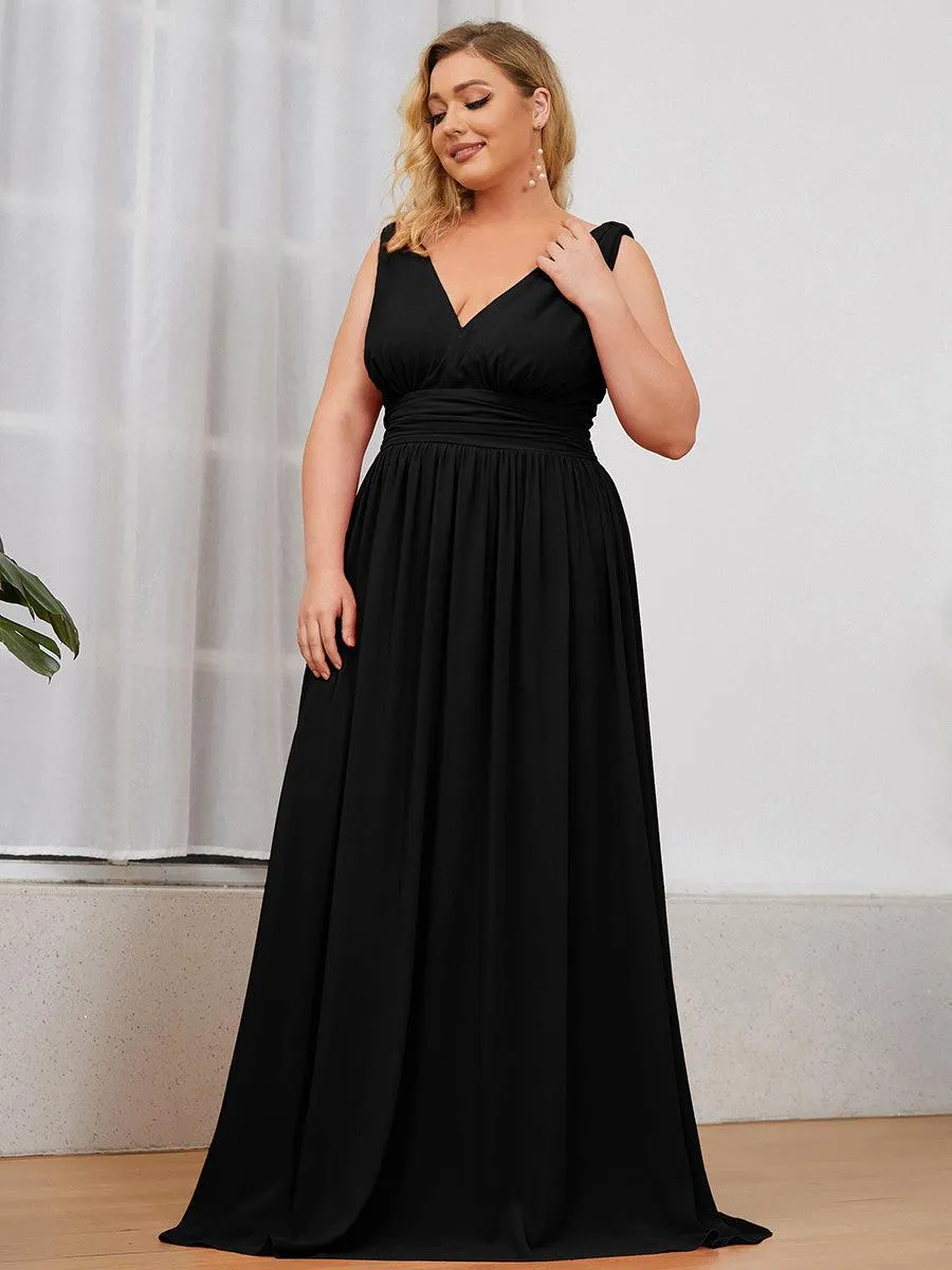 Robe de demoiselle d'honneur en mousseline sans manches