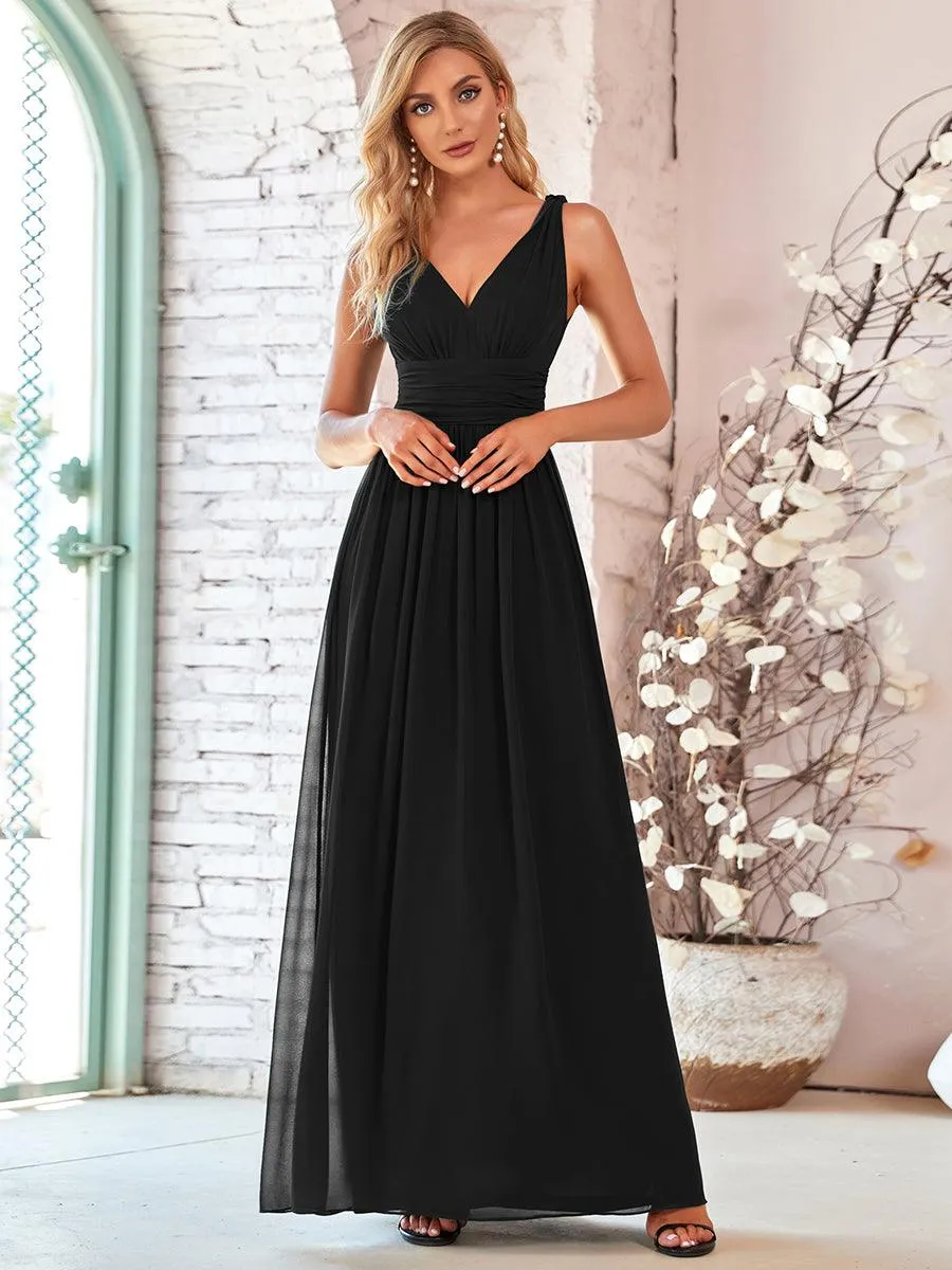 Robe de demoiselle d'honneur en mousseline sans manches