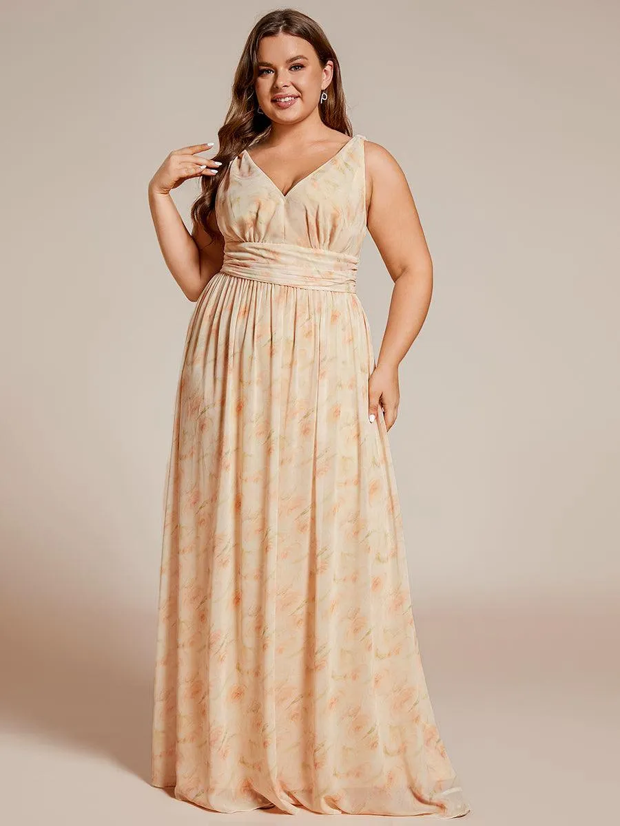 Robe de demoiselle d'honneur en mousseline sans manches