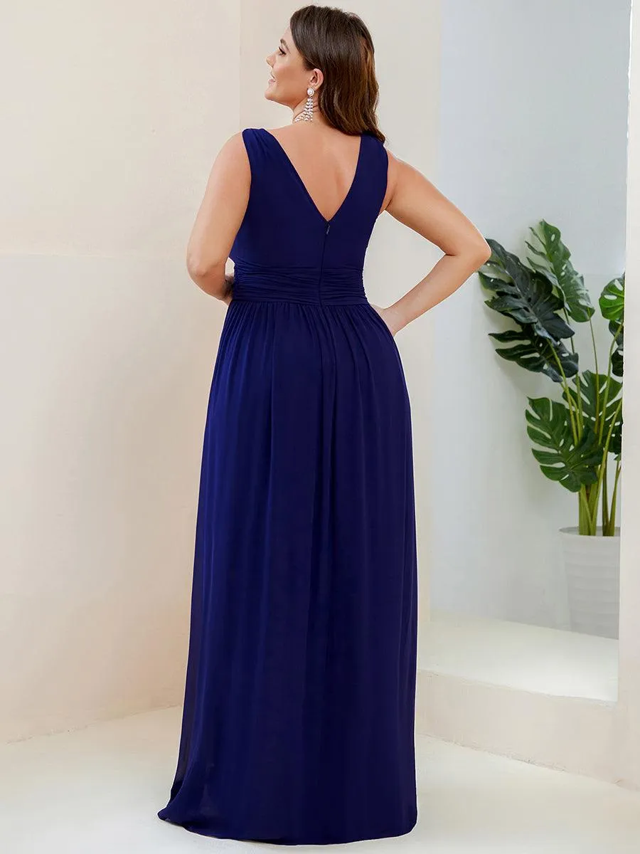 Robe de demoiselle d'honneur en mousseline sans manches