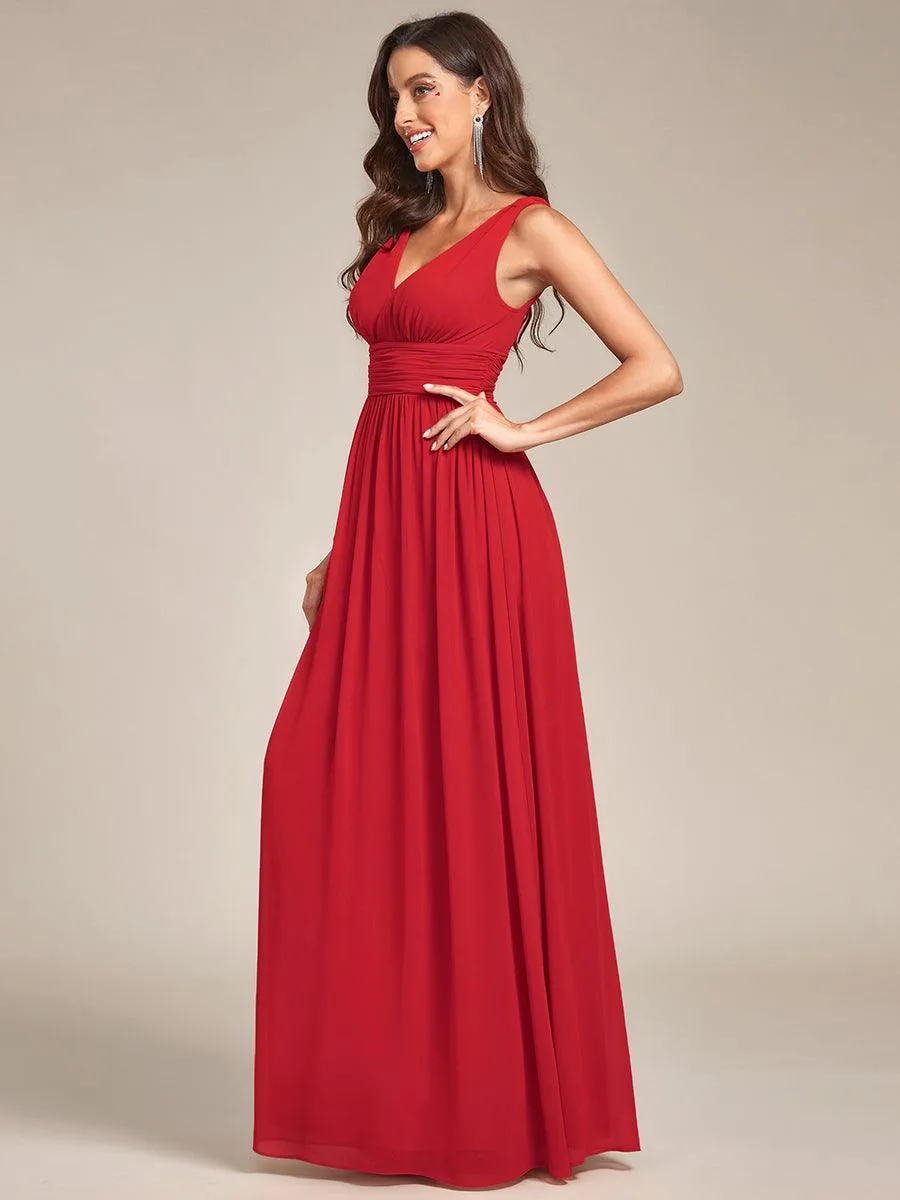 Robe de demoiselle d'honneur en mousseline sans manches