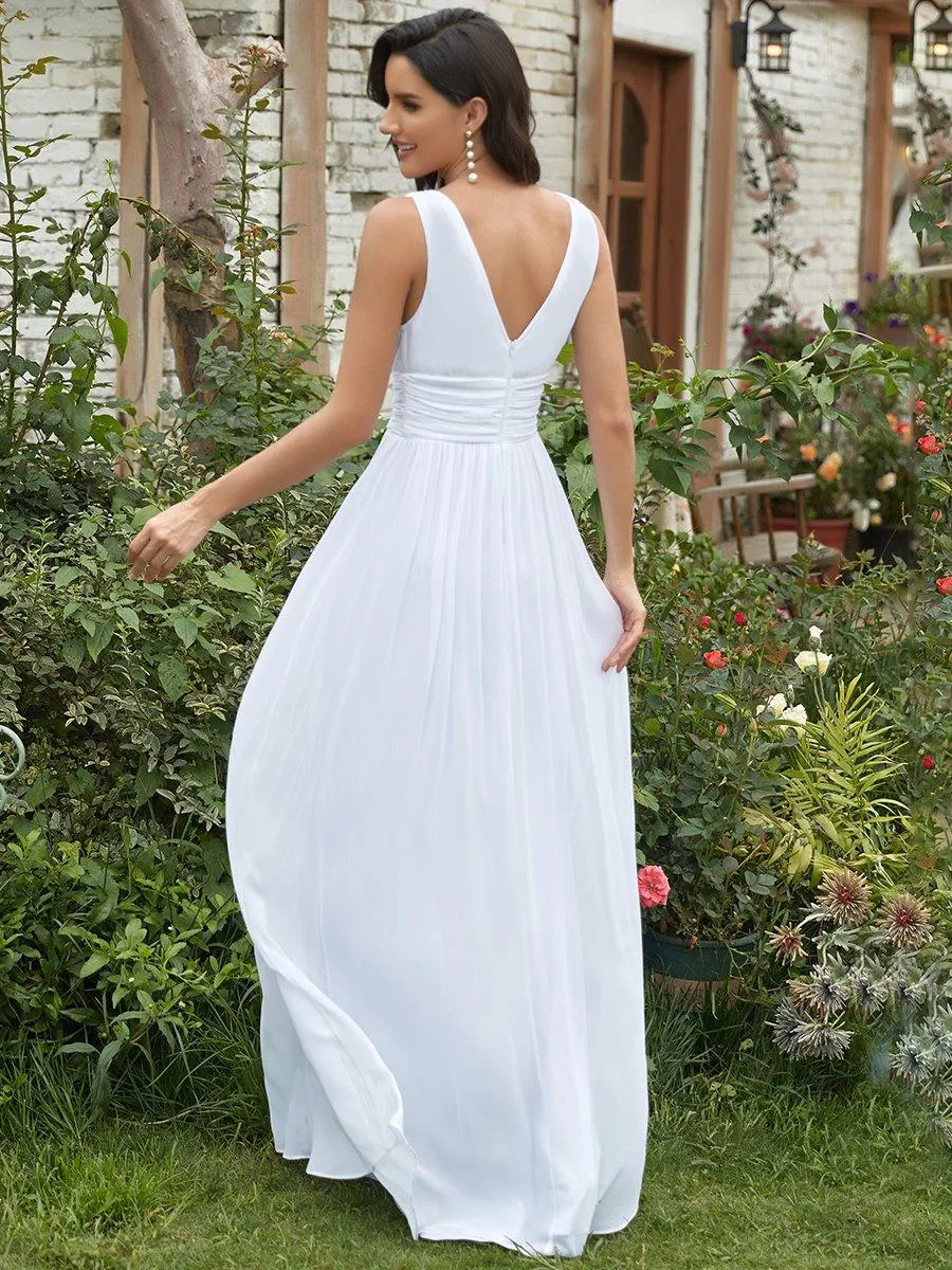 Robe de demoiselle d'honneur en mousseline sans manches