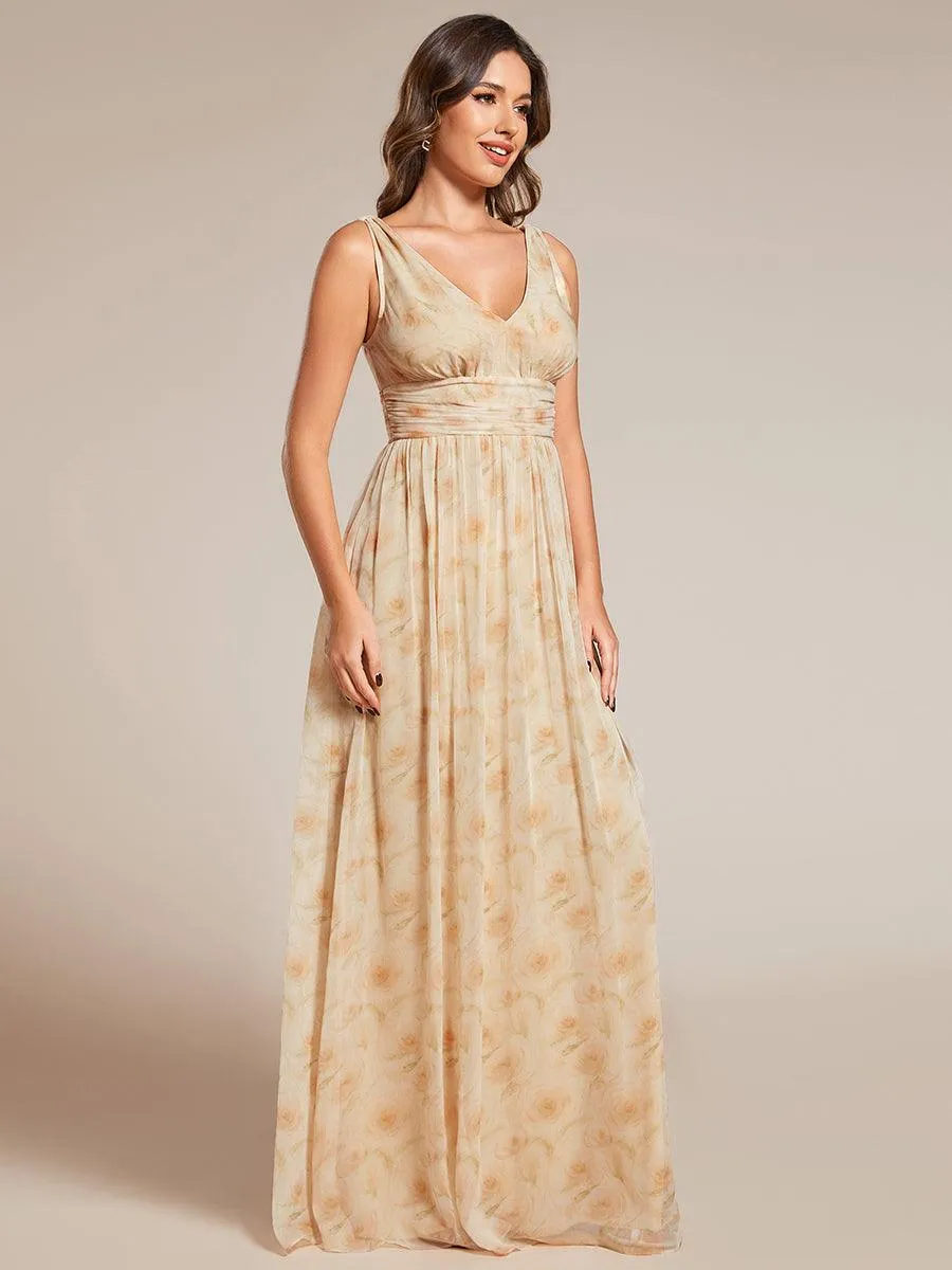 Robe de demoiselle d'honneur en mousseline sans manches