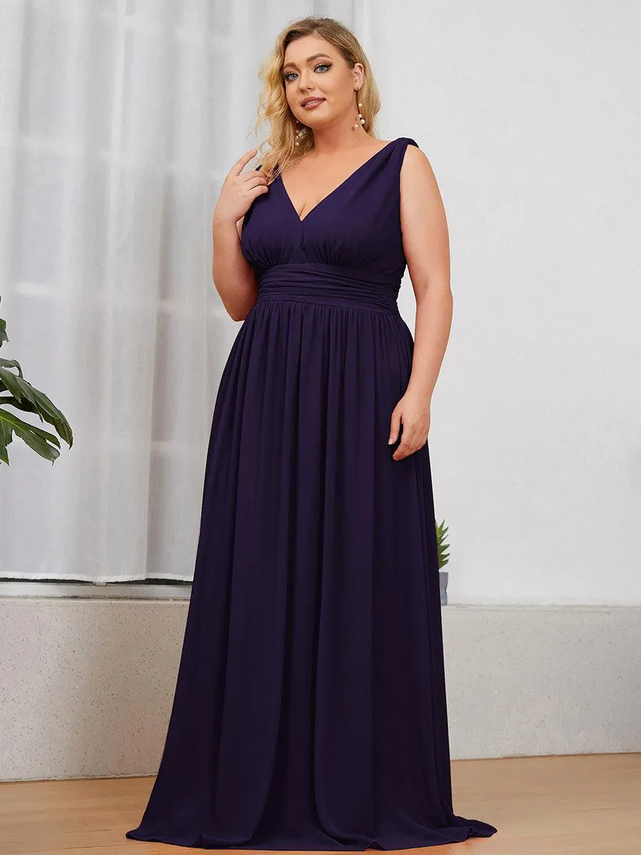 Robe de demoiselle d'honneur en mousseline sans manches