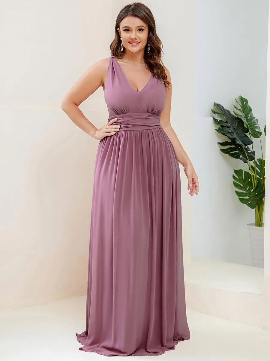 Robe de demoiselle d'honneur en mousseline sans manches