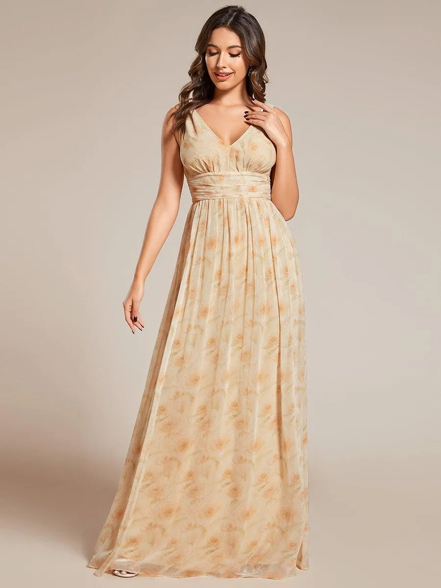 Robe de demoiselle d'honneur en mousseline sans manches