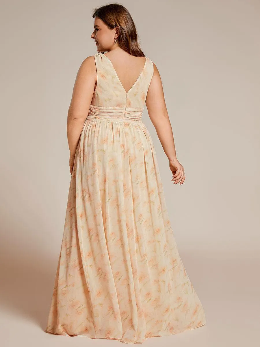 Robe de demoiselle d'honneur en mousseline sans manches
