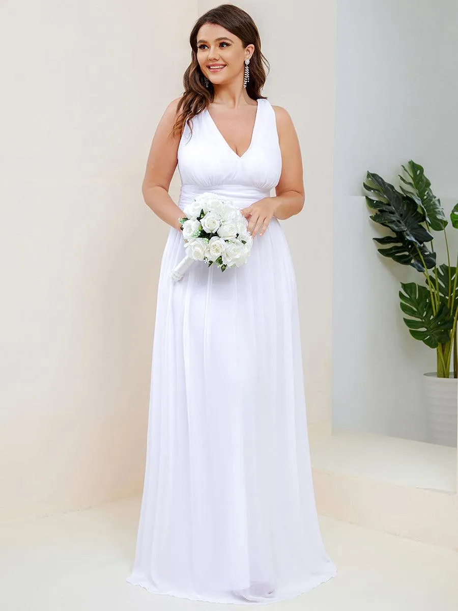 Robe de demoiselle d'honneur en mousseline sans manches