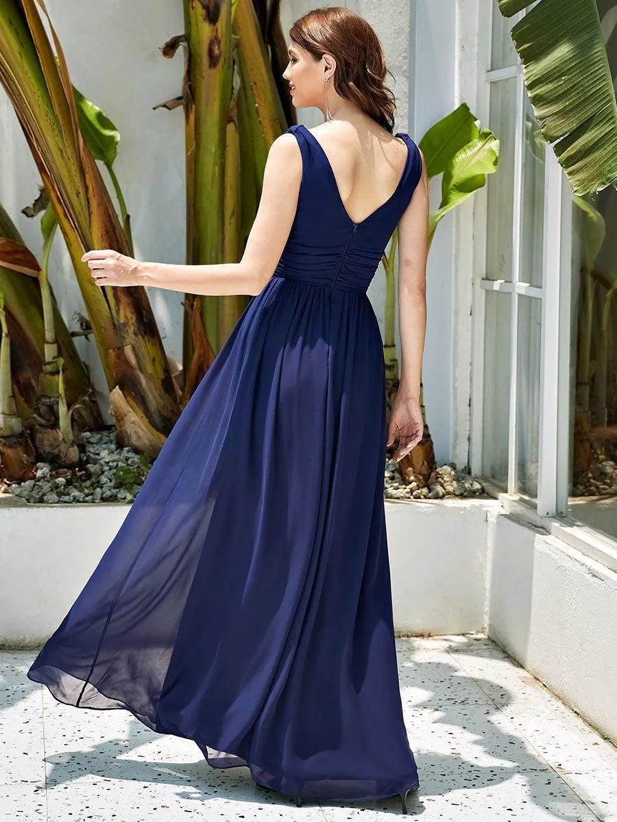Robe de demoiselle d'honneur en mousseline sans manches