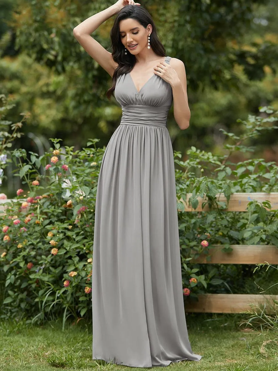 Robe de demoiselle d'honneur en mousseline sans manches