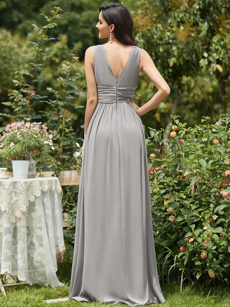 Robe de demoiselle d'honneur en mousseline sans manches