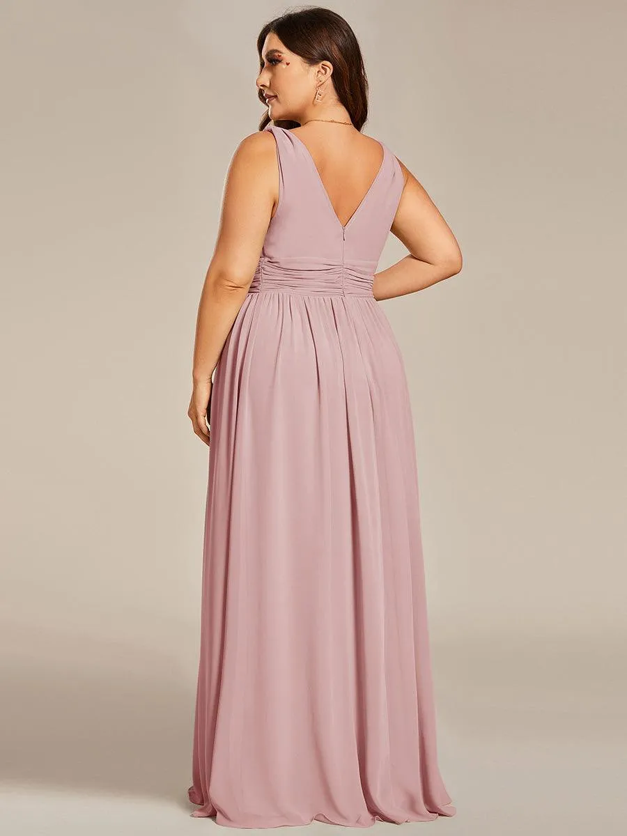 Robe de demoiselle d'honneur en mousseline sans manches