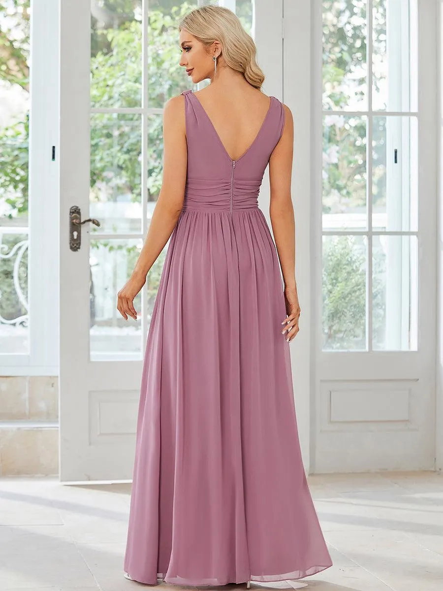 Robe de demoiselle d'honneur en mousseline sans manches
