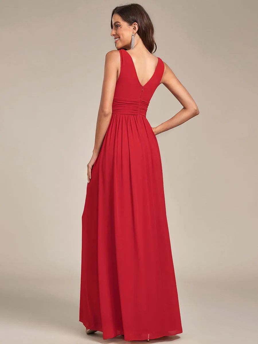 Robe de demoiselle d'honneur en mousseline sans manches