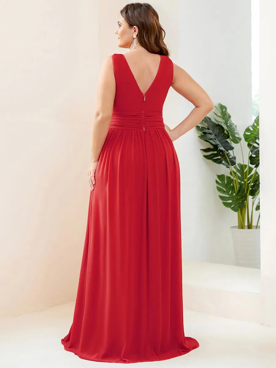Robe de demoiselle d'honneur en mousseline sans manches