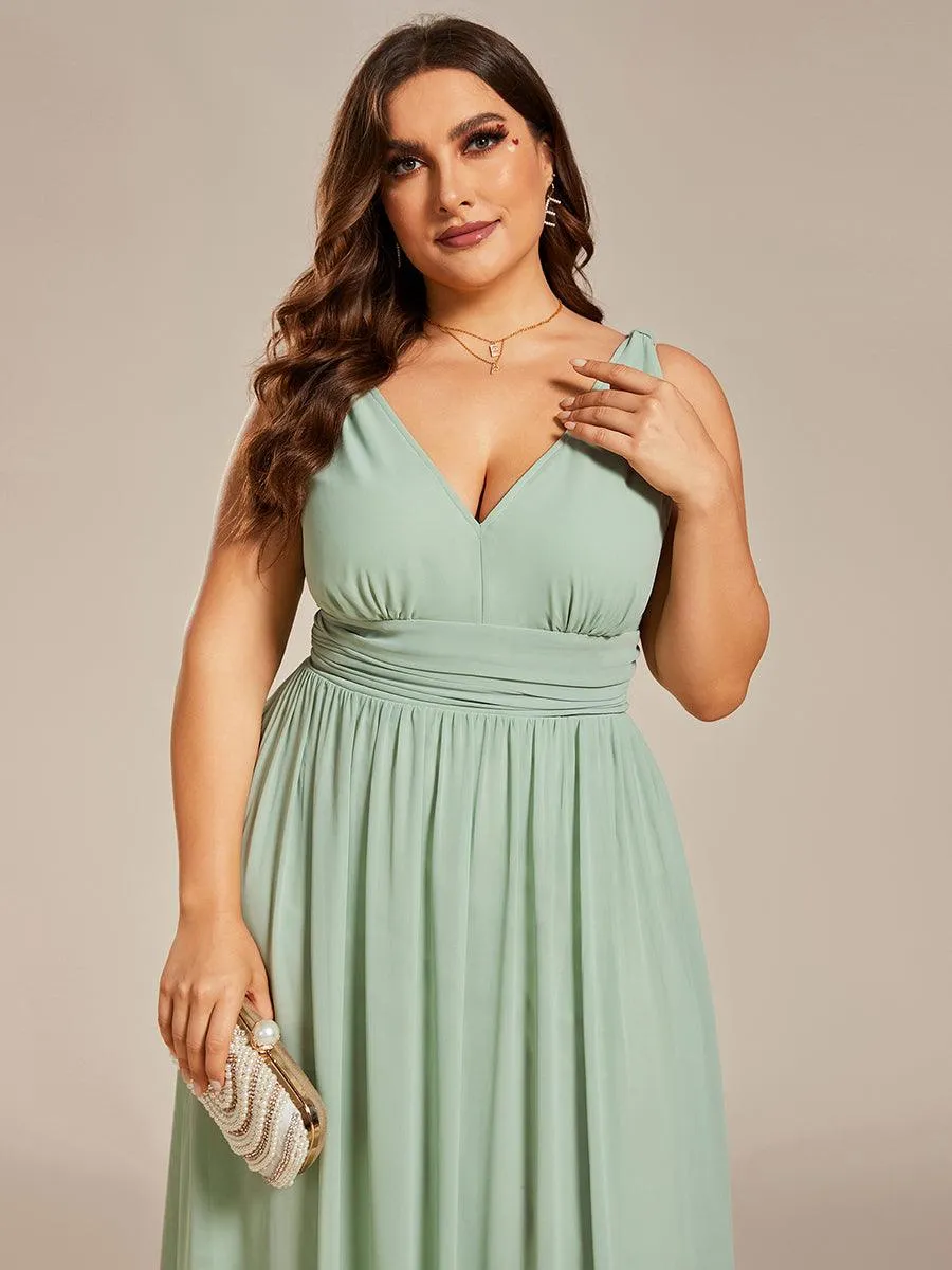 Robe de demoiselle d'honneur en mousseline sans manches
