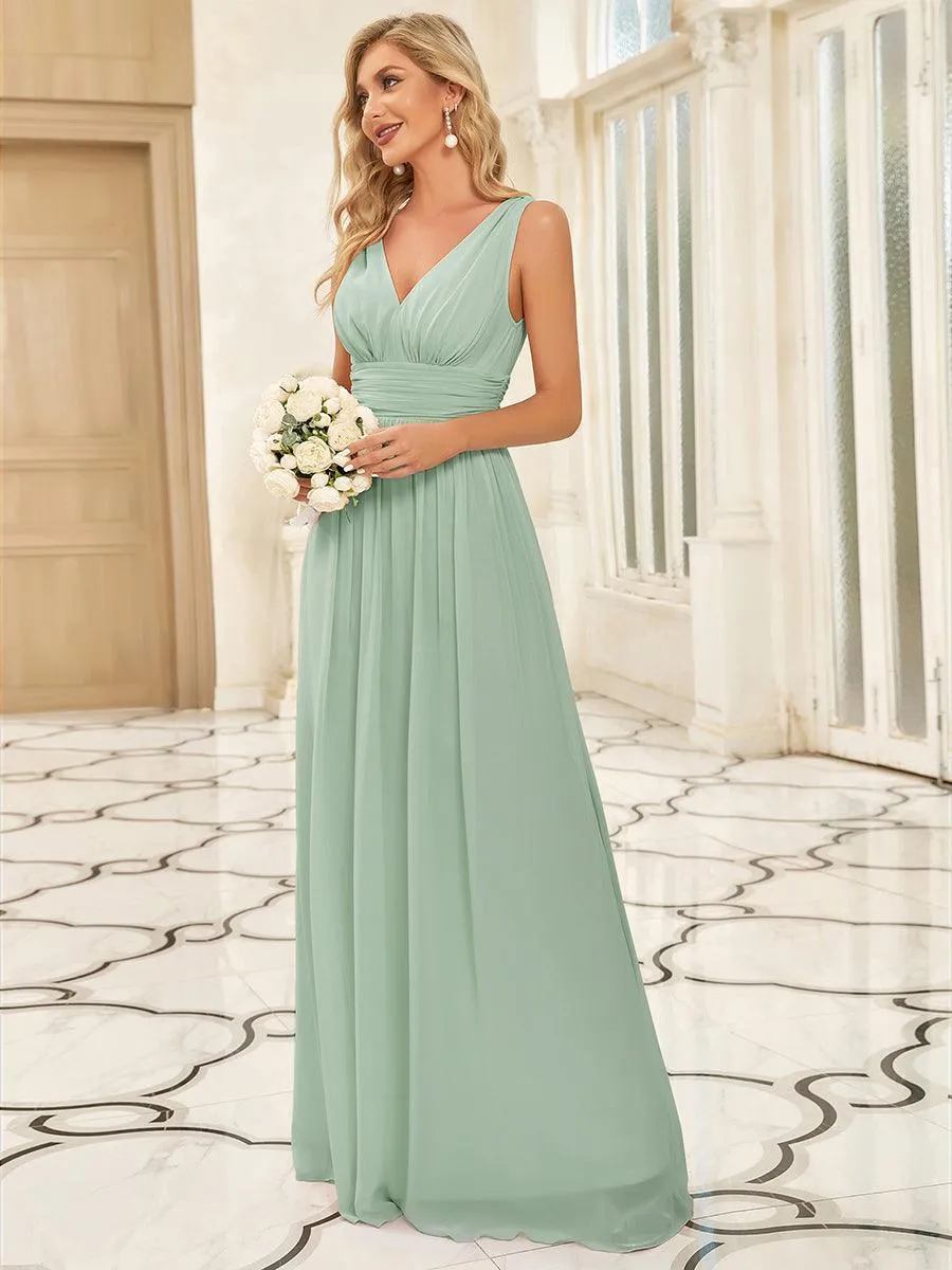 Robe de demoiselle d'honneur en mousseline sans manches