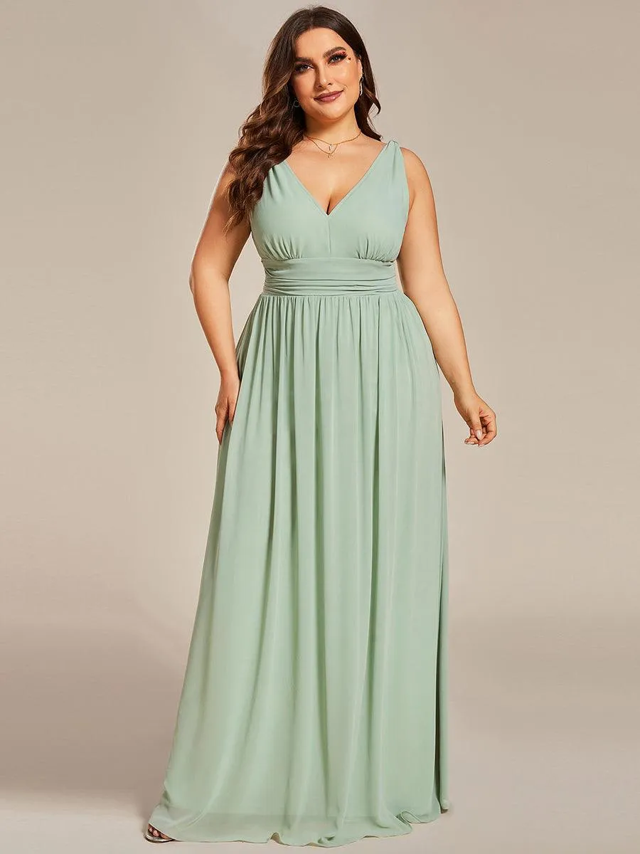 Robe de demoiselle d'honneur en mousseline sans manches