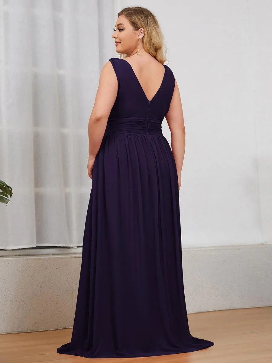 Robe de demoiselle d'honneur en mousseline sans manches