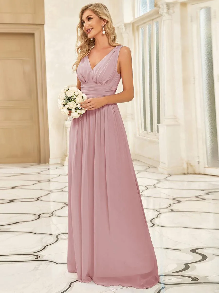 Robe de demoiselle d'honneur en mousseline sans manches