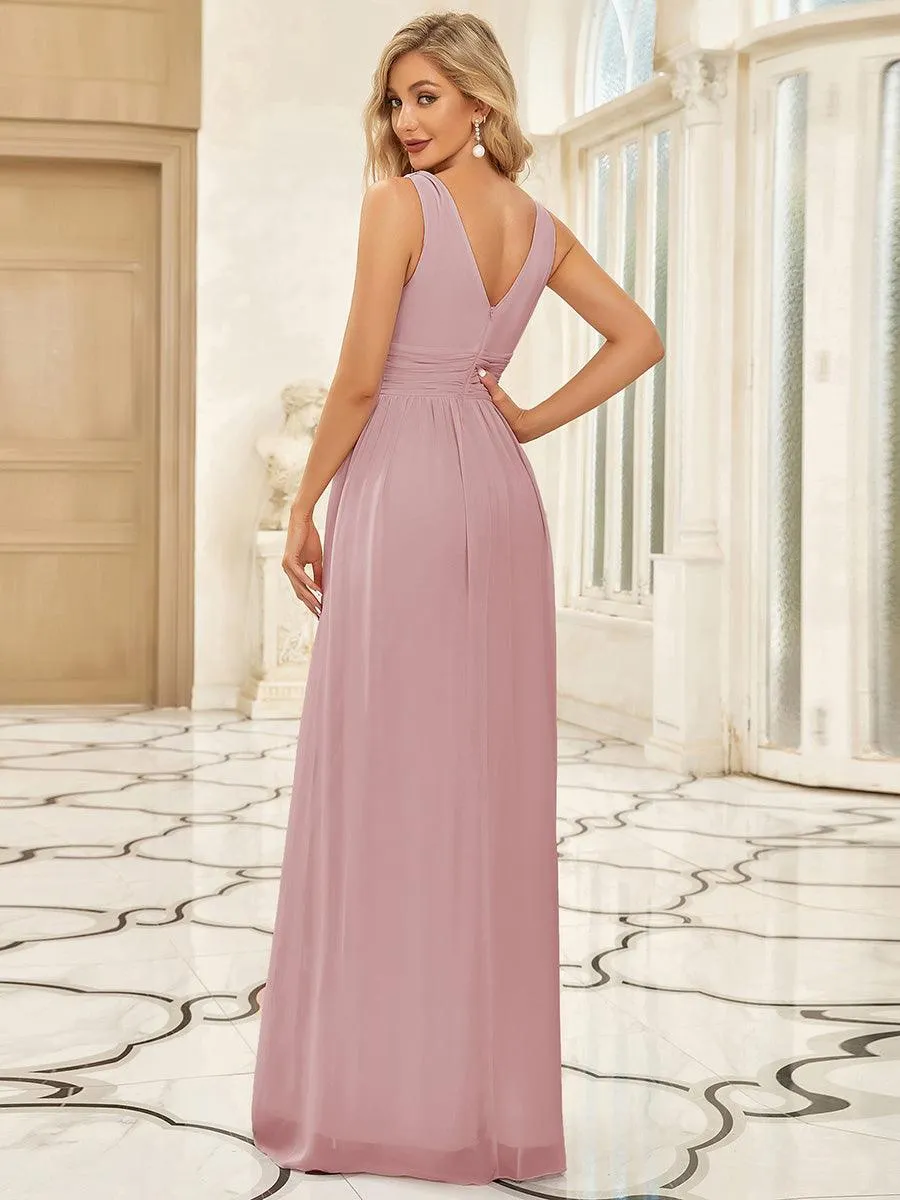 Robe de demoiselle d'honneur en mousseline sans manches