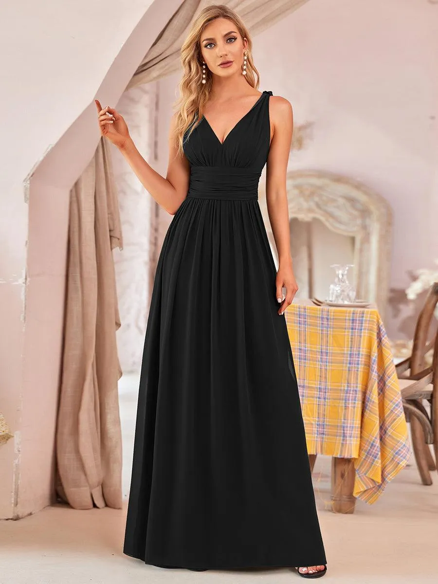 Robe de demoiselle d'honneur en mousseline sans manches