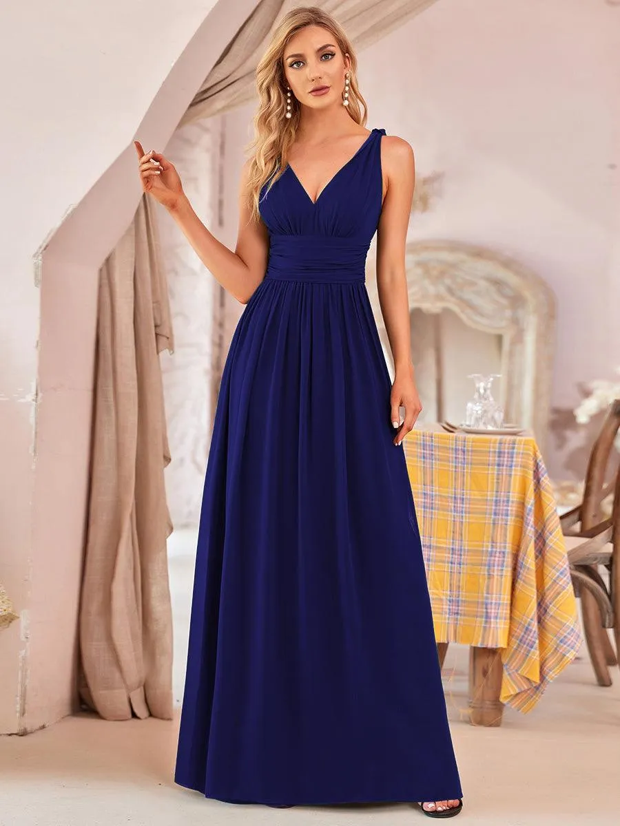 Robe de demoiselle d'honneur en mousseline sans manches
