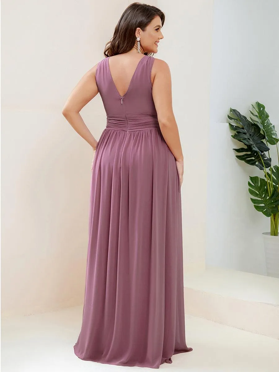 Robe de demoiselle d'honneur en mousseline sans manches