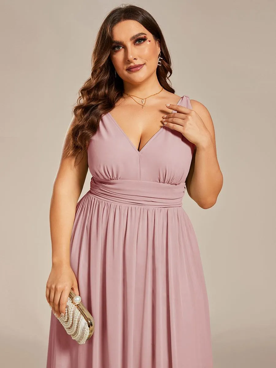 Robe de demoiselle d'honneur en mousseline sans manches