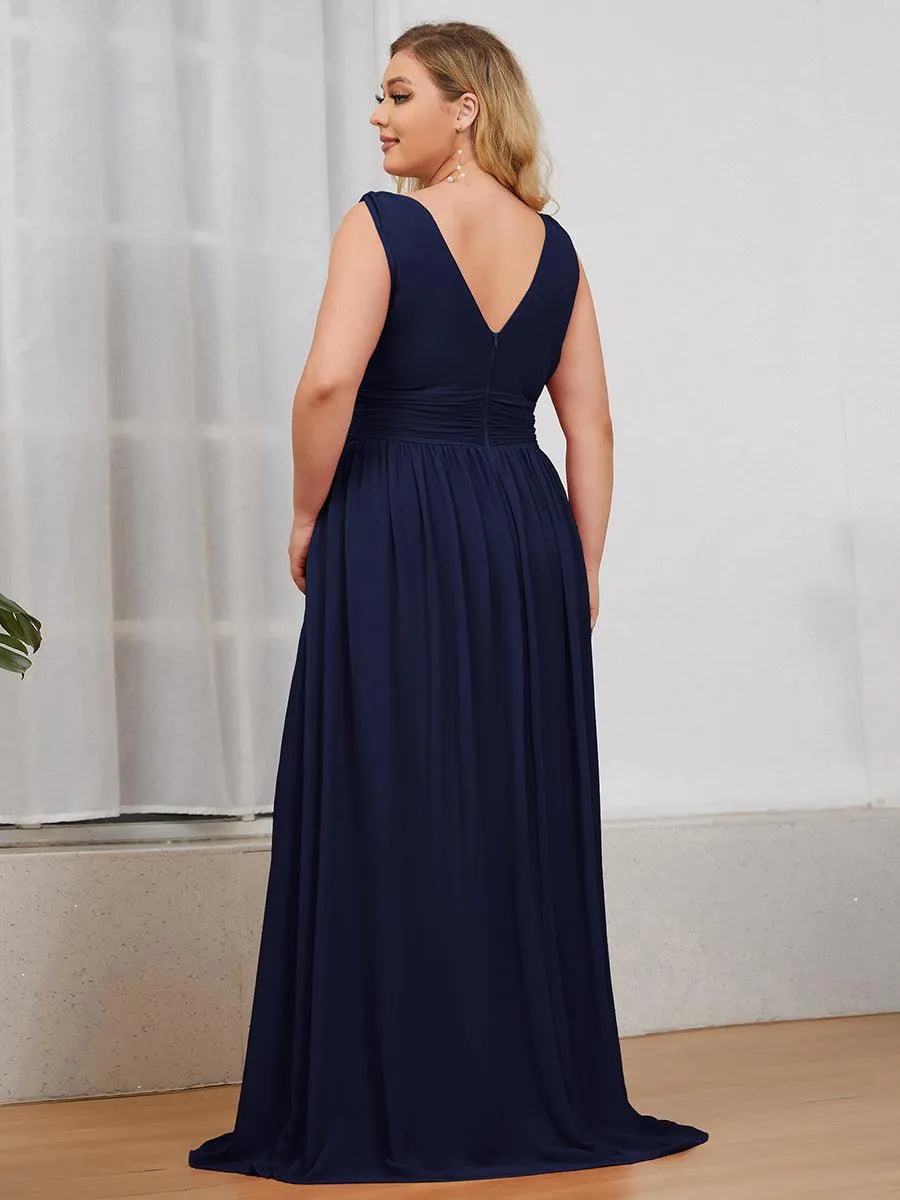 Robe de demoiselle d'honneur en mousseline sans manches