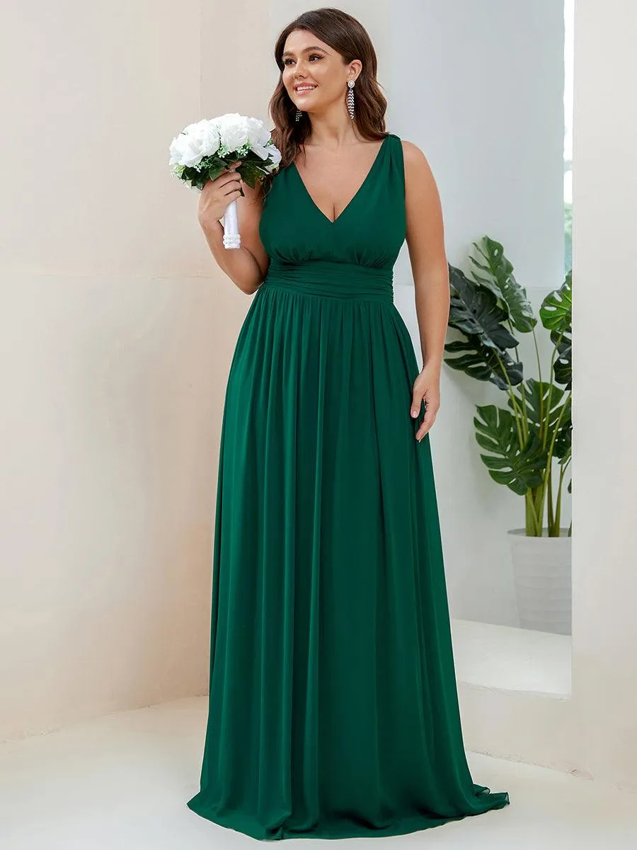 Robe de demoiselle d'honneur en mousseline sans manches