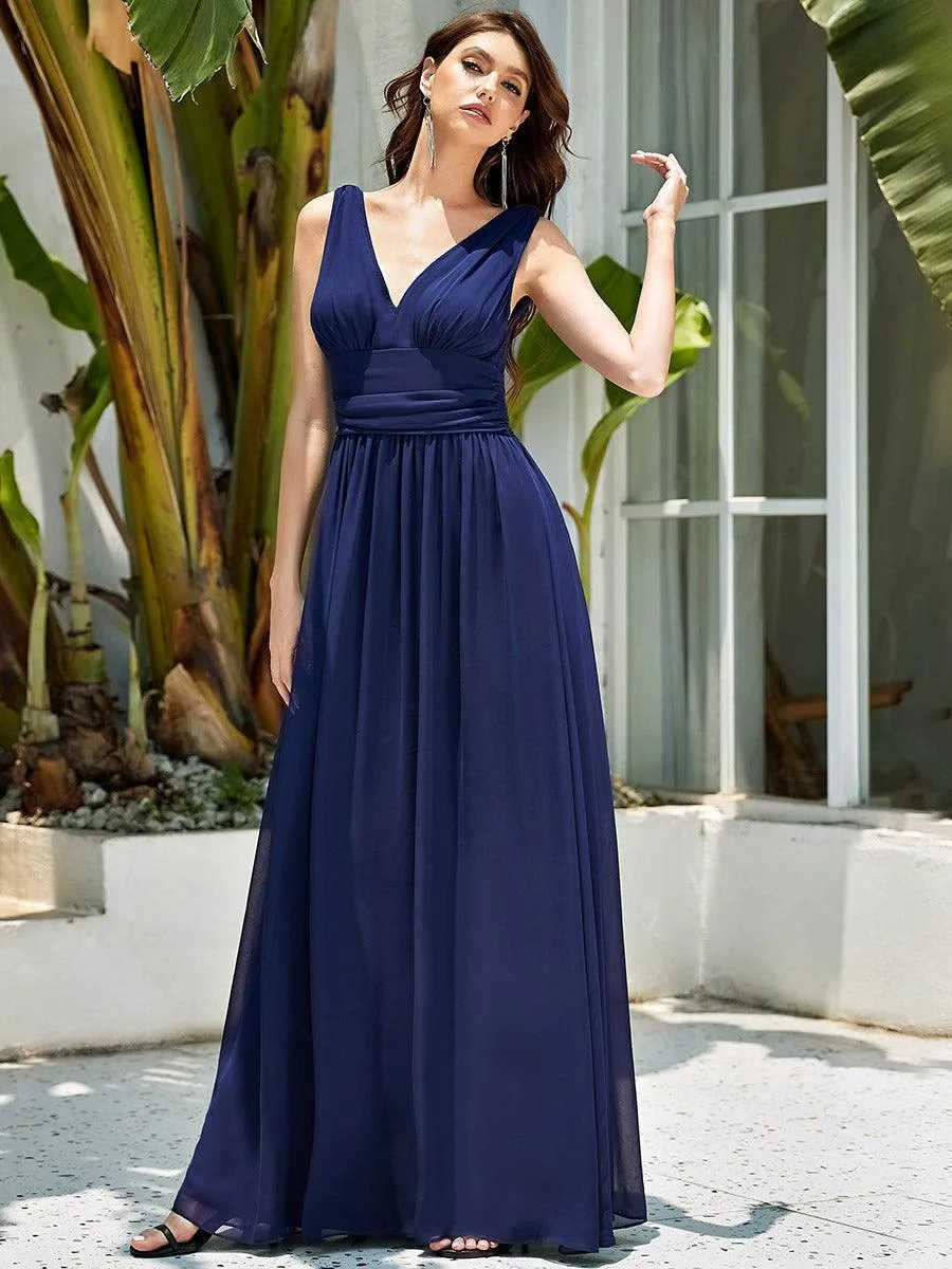 Robe de demoiselle d'honneur en mousseline sans manches