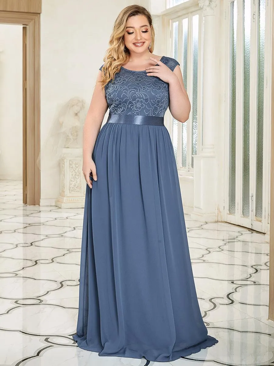 Robe de demoiselle d'honneur longue en dentelle sans manches(Vente finale)