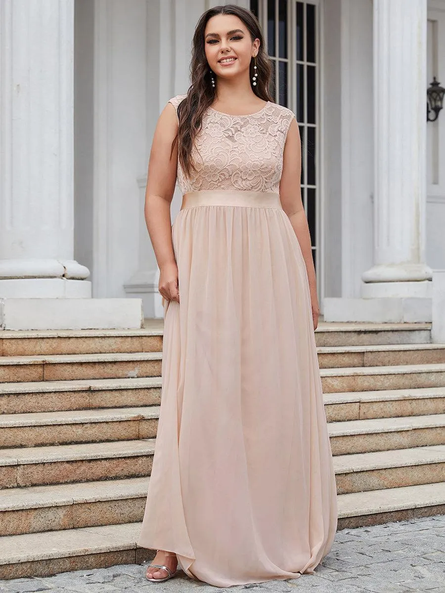 Robe de demoiselle d'honneur longue en dentelle sans manches(Vente finale)