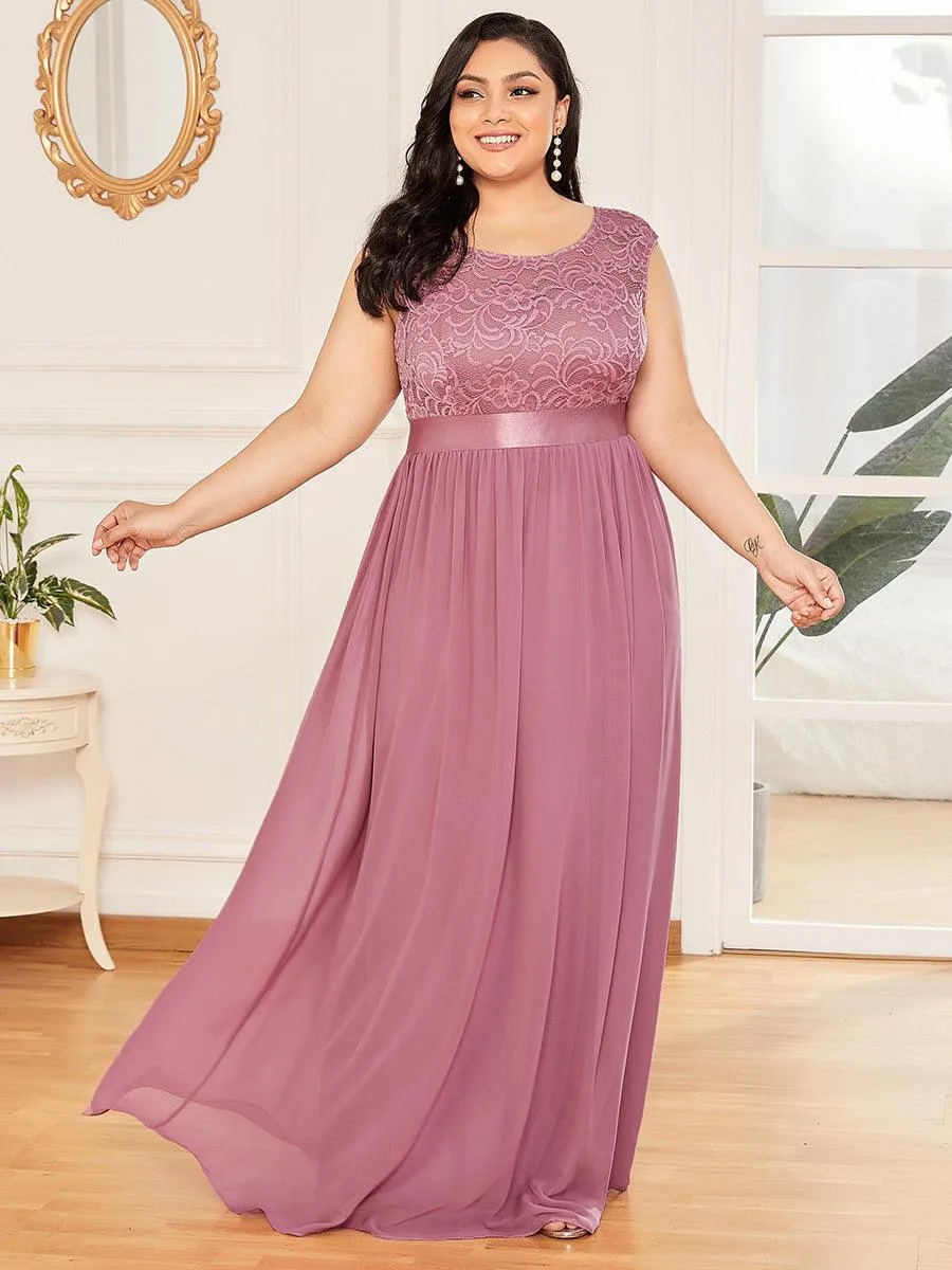 Robe de demoiselle d'honneur longue en dentelle sans manches(Vente finale)
