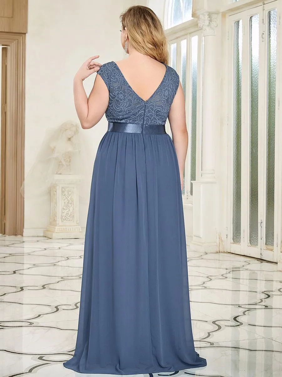 Robe de demoiselle d'honneur longue en dentelle sans manches(Vente finale)
